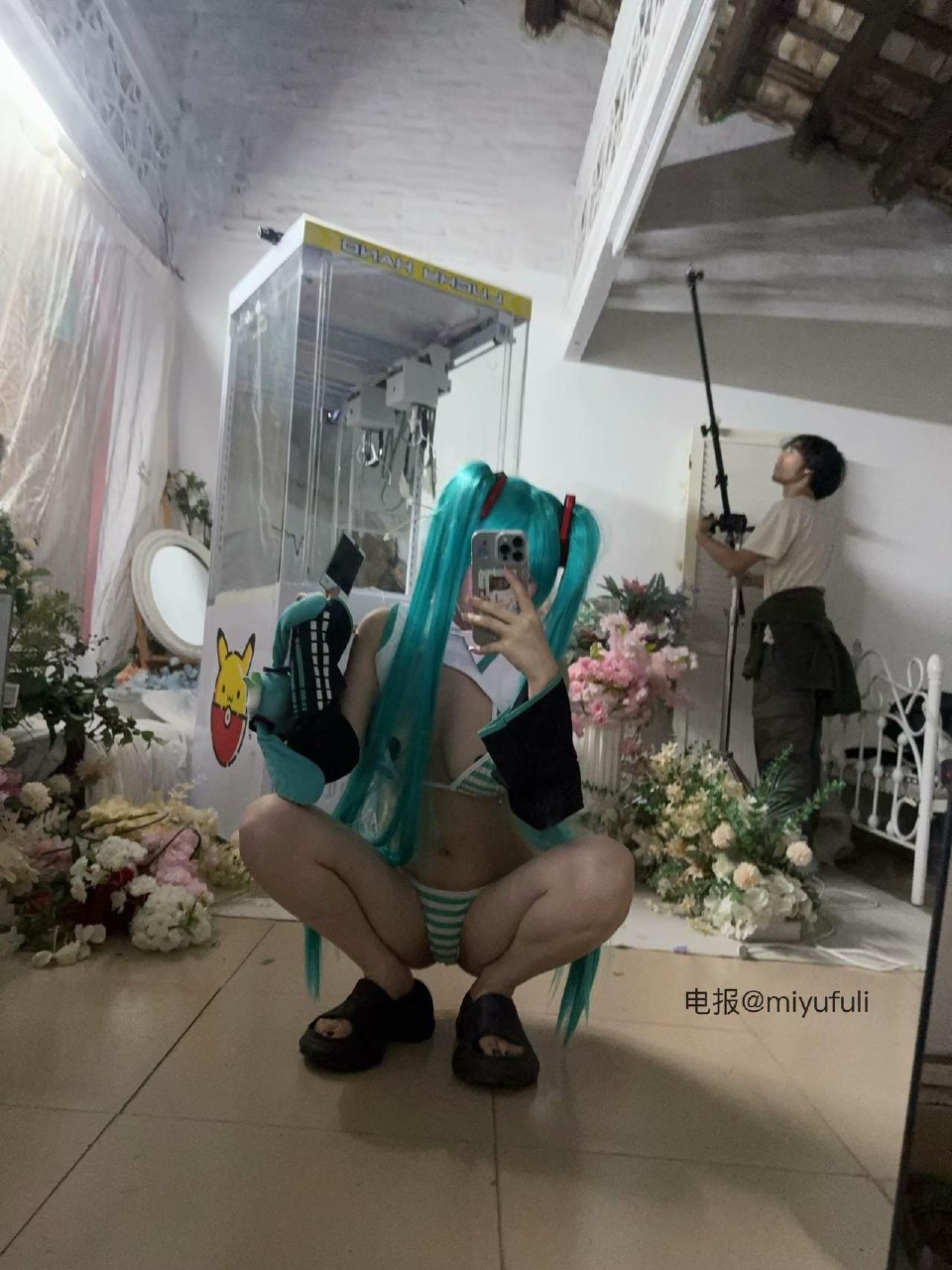 Tina很妖孽呀 2025-07-11 13:36:34 初音未来绿色制服👙➕绿色双马尾大片系列 第9张