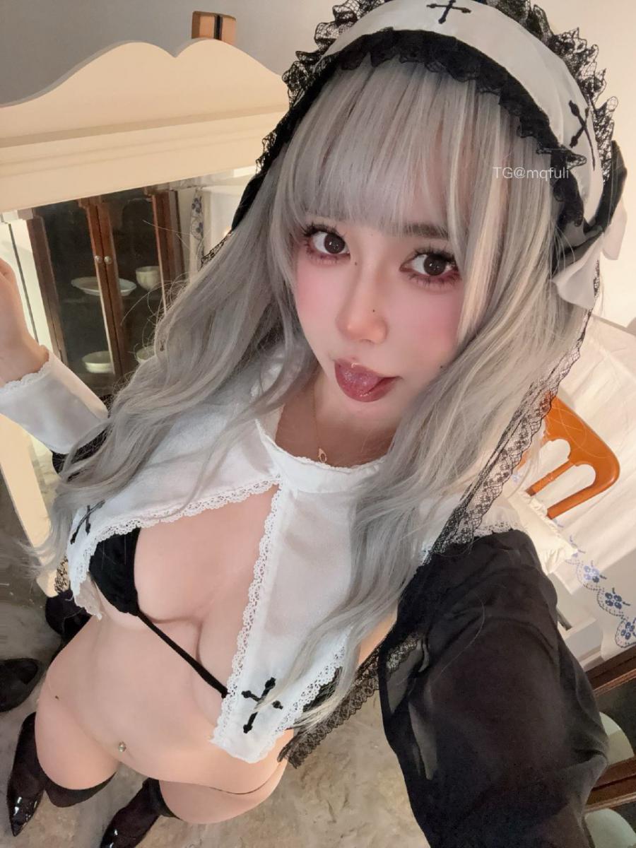 Tina很妖孽呀 2024-11-15 09:54:37 黑色超透黑丝系列➕一根绳丁字🔥➕cos萝莉 Tina棉花糖呀 第11张